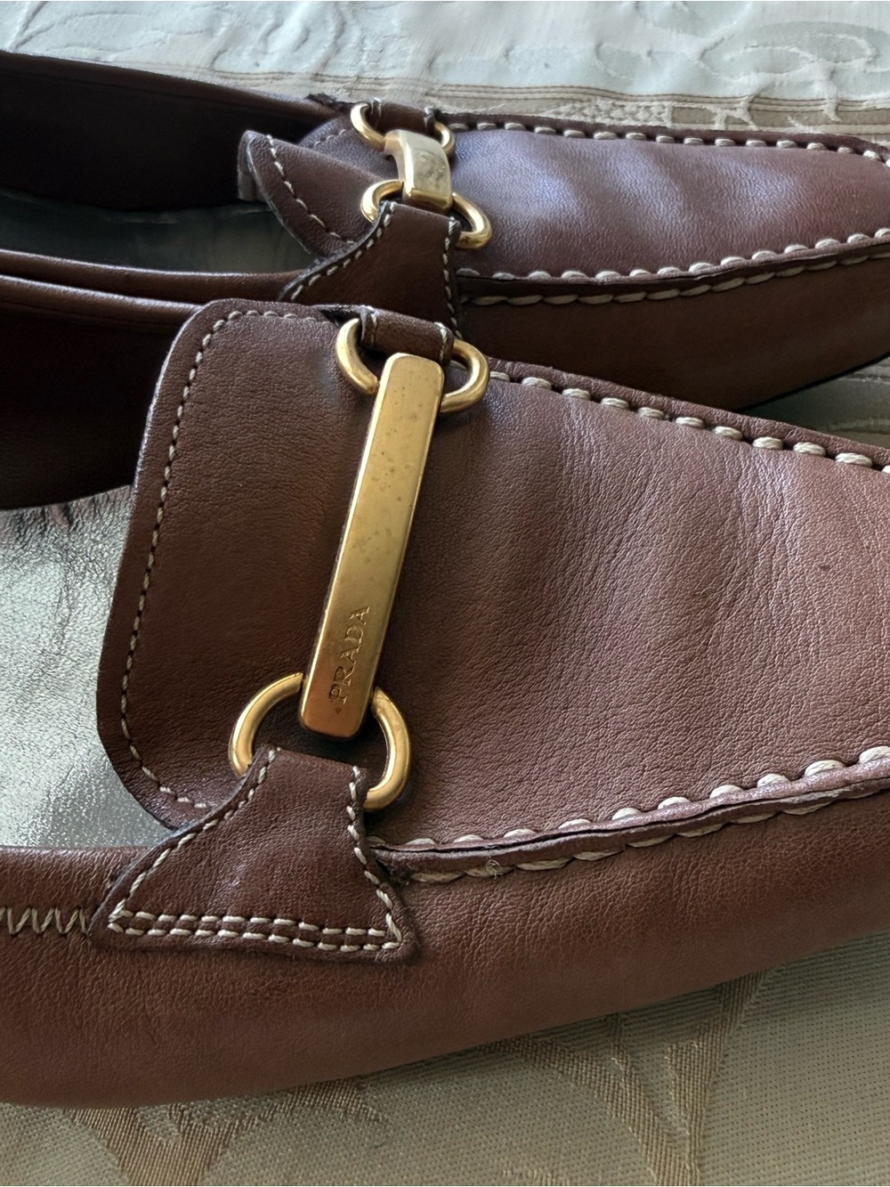 Prada Brown Leather Horsebit Loafers - Picture 6 of 7